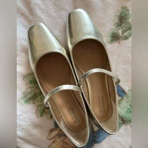 Gold Mary Jane Flats